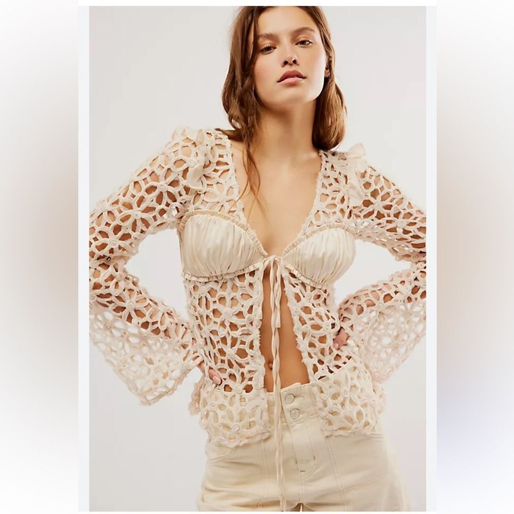 Free People For Love & Lemons Brooke Top size XL extra large Ivory / Crème